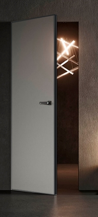 Скрытая дверь Невидимка 700 INVISIBLE, под покраску, матовая алюминиевая черная кромка с 4х сторон