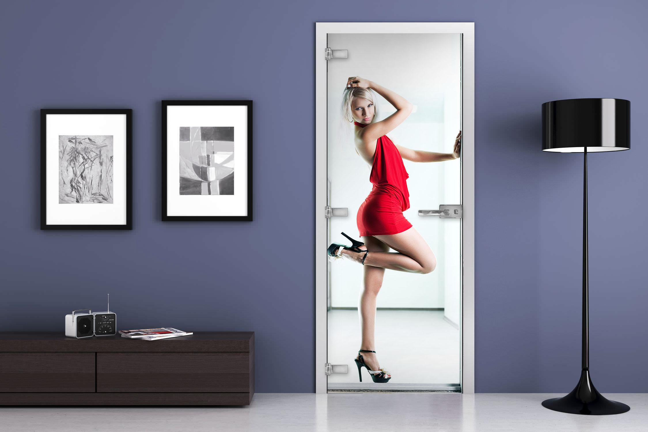 Межкомнатная стеклянная дверь Серия c Фотопечатью WOMAN 10