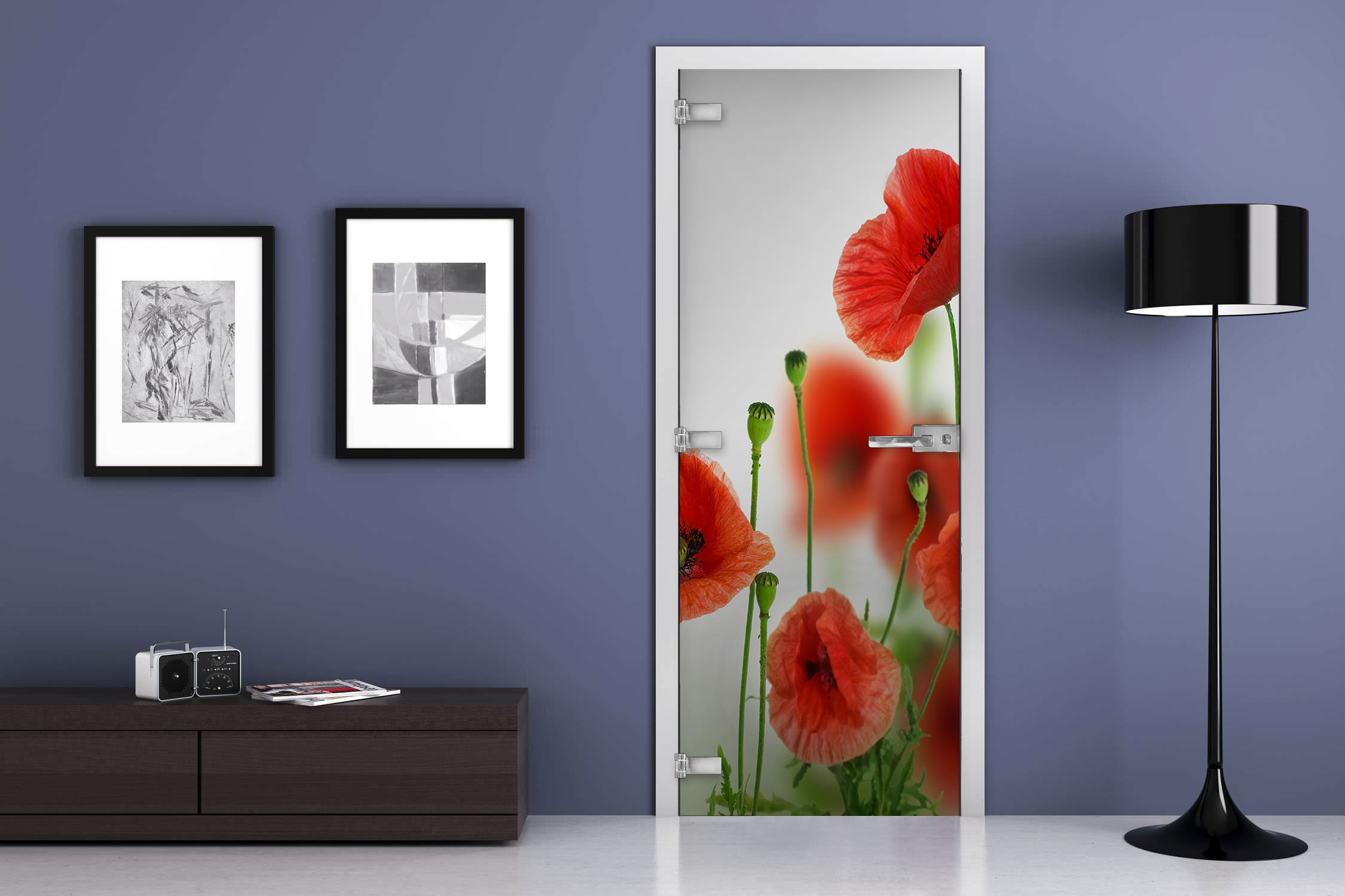 Межкомнатная стеклянная дверь Серия c Фотопечатью «FLOWERS 1»