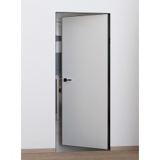 По материалу дверей,Дверь межкомнатная Фьюжн, REVERSE Invisible кромка AL черная с 3-х сторон цвет белый грунт
