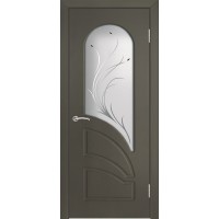 Дверь Геона Арена, ДО Пескоструй светлый с фьюзингом, ПВХ-шпон, Софт графит