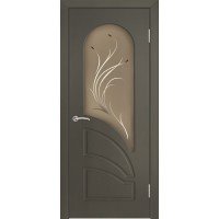 Дверь Геона Арена, ДО Пескоструй бронза с фьюзингом, ПВХ-шпон, Софт графит