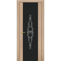 Дверь Геона Фрезия, Триплекс черный с шелкографией, ПВХ, Венге светлый 10