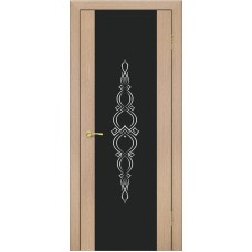 По стилю дверей,Дверь Геона Фрезия, Триплекс черный с шелкографией, ПВХ, Венге светлый 10