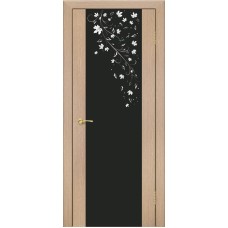 По стилю дверей,Дверь Геона Клен, Триплекс черный с шелкографией, ПВХ, Венге светлый 10