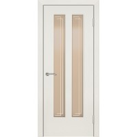 Дверь Геона М-2, Сатинат бронзовый с гравировкой, ПВХ, Риф белоснежный