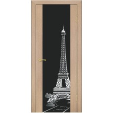 По стилю дверей,Дверь Геона Париж, Триплекс черный с шелкографией, ПВХ, Венге светлый 10