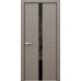 Дверь Геона Лабиринт-1 с фрезеровкой, Лакобель черный, ПВХ-шпон, Cофт капучино