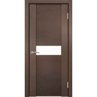 Дверь Геона Ремьеро-1 3D-005, Лакобель белый, ПВХ-шпон, Горький шоколад