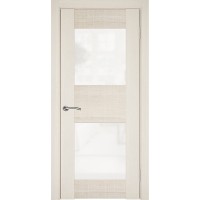 Дверь Геона Ремьеро-7 3D-002, Лакобель белый, ПВХ-шпон, Реалвуд молочный