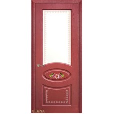 По стилю дверей,Дверь Геона Фиори, Сатинат с росписью, ПВХ-шпон, Бордо сс 5009