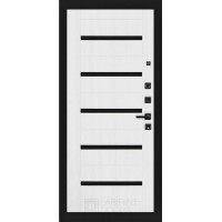 Входная дверь Лабиринт, PIANO 01 -Белое дерево, стекло черное