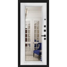 Входные двери,Входная дверь Лабиринт, TRENDO Белый софт, зеркало с фацетом