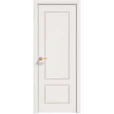 Межкомнатные двери,Дверь Геона Альба-11 ДГ, ПВХ-шпон, Софт милк золото по контуру