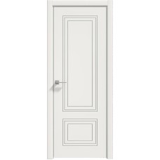 Межкомнатные двери,Дверь Геона Альба-15 ДГ, ПВХ-шпон, Софт милк серебро по контуру