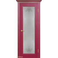 Дверь Геона Ренессанс 1 сатинат белый с витражом, ПВХ-шпон, софт шардоне золото по контуру