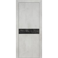 Дверь Геона Lumio-A, Лакобель черный с гравировкой, ПВХ, Бетон крем