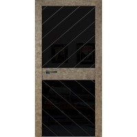 Дверь Геона Lumio-B, Лакобель черный с гравировкой, ПВХ, Сланец грей 2540