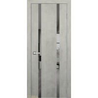 Дверь Геона Лавия-2 ДО Зеркало графит, алюминиевая кромка хром/черная, ПВХ, Белый камень