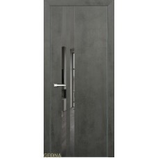 Каталог,Дверь Геона Лавия-1 ДО Зеркало графит, алюминиевая кромка хром/черная, ПВХ, Серый камень