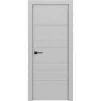 Дверь Геона Лавия-6 ДГ алюминиевая кромка хром/черная, ПВХ-Шпон, Софт айвори