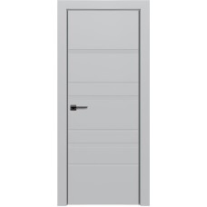 Межкомнатные двери,Дверь Геона Лавия-6 ДГ алюминиевая кромка хром/черная, ПВХ-Шпон, Софт айвори