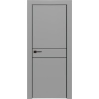 Дверь Геона Лавия-8 ДГ алюминиевая кромка хром/черная, ПВХ-Шпон, Софт серый