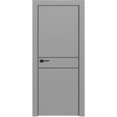 Межкомнатные двери,Дверь Геона Лавия-8 ДГ алюминиевая кромка хром/черная, ПВХ-Шпон, Софт серый