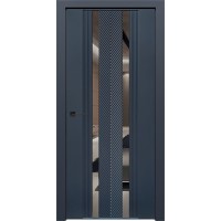 Дверь Геона Уника-10 ДО Зеркало графит, ПВХ-шпон, Софт чернильный