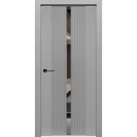 Дверь Геона Уника-9 ДО Зеркало графит, ПВХ-шпон, Софт серый