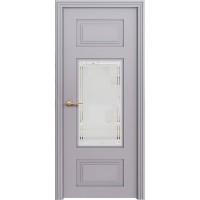 Дверь Геона Вива-5 ДО Сатинат светлый с гравировкой, ПВХ-шпон, Софт маус