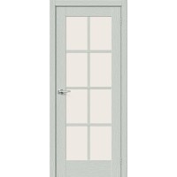 Дверь межкомнатная, эко шпон Прима-11.1 White Сrystal, Grey Wood