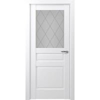 Межкомнатная дверь Classic S Ампир ДО Сатинато с рисунком ромб, матовый белый