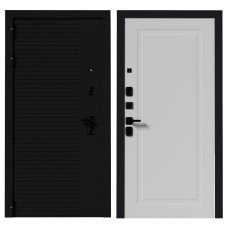 Входные двери,Дверь входная ВМ-6, Черный кварц/ белый софт