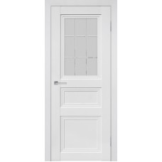 Межкомнатные двери,Дверь Геона DS 3 ДО Сатинат светлый с гравировкой, ПВХ Ясень белый матовый