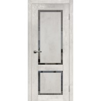 Дверь Геона RA 2 ДО Зеркало графит, ПВХ Слим бетон крем