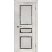 Дверь Геона RA 3 ДО Зеркало графит, ПВХ Слим бетон крем