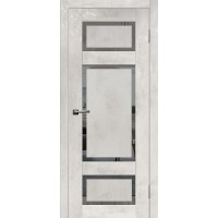 Дверь Геона RA 4 ДО Зеркало графит, ПВХ Слим бетон крем