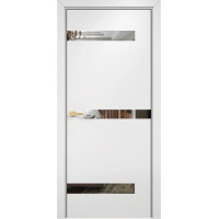 Дверь Оникс Силуэт с зеркалом, с алюминиевой кромкой, эмаль белая