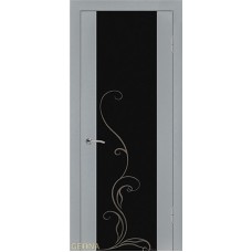 Каталог,Дверь Геона Люкс 1, Триплекс черный с гравировкой, Алюминий
