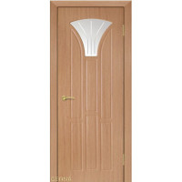 Дверь Геона Сапфир-1, ДО светлое, сатинат с алмазной гравировкой, ПВХ, Дуб карамель 763