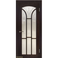 Дверь Геона Сапфир-7, ДО светлое, сатинат с алмазной гравировкой, ПВХ, Венге