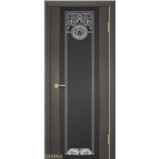 По стилю дверей,Дверь Геона Зевс, Триплекс черный с шелкографией, ультрашпон, Венге натуральный 07