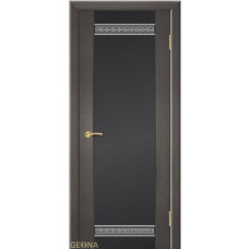 По стилю дверей,Дверь Геона Египет, Триплекс черный с шелкографией, ультрашпон, Венге натуральный 07