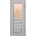 Дверь Геона Афродита, ДО с гравировкой, с витражом, ПВХ-шпон, Софт айс