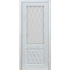 По материалу дверей,Дверь Геона Дива, ДО Сатинат с гравировкой, ПВХ-шпон, Белый глянец