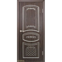 Дверь Геона Византия, ДГ, ПВХ-шпон, Черное дерево матовое патина серебряная