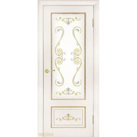 Дверь Геона Сицилия, ДО Сатинат с покраской, ПВХ-шпон, Крем патина золотая