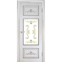 Дверь Геона Лоренцо, Сатинат с гравировкой, покраска, ПВХ-шпон, Квазар перламутр патина серебро