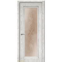 Дверь Геона Сиена, Тонированный matelux с гравировкой, ПВХ-шпон, Белый цвет патина золотая